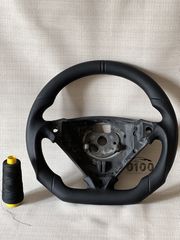 Cayenne Total Black - Flat Bottom - Δερματινο Sport Εργονομικο Τιμόνι - ΑΜΕΣΑ ΔΙΑΘΕΣΙΜΟ