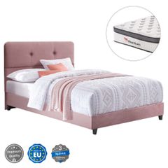 ΚΡΕΒΑΤΙ DOLORES ΜΕ ΣΤΡΩΜΑ HM10746.02 ΣΑΠΙΟ ΜΗΛΟ ΒΕΛΟΥΔΟ--ΓΙΑ 120x200εκ