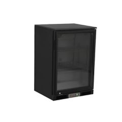 Ψυγείο back bar (βιτρίνα συντήρησης) 126-134 λίτρων , Πόρτα/Ράφια: 1 ανοιγόμενη γυάλινη πόρτα, κλειδαριά, 2 μαύρα ράφια., Διαστάσεις: 600 × 505 × 895 mm , Ισχύς: 250 Watt