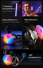 Ενσύρματα ακουστικά - LED RGB Headphones - GM-11 - AWEI - 260868 - Grey
