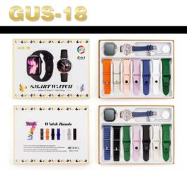 Σετ Smartwatch με αναλογικό ρολόι και 7 λουράκια - GUS-18 - 260196 - Gold