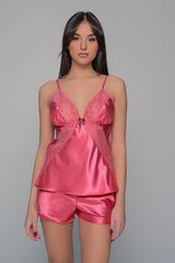 Σατέν Babydoll με Σορτς Καρπουζί