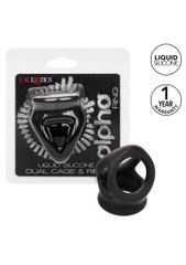 CalExotics Alpha Liquid Silicone Dual Cage & Ring - Black-thumb-4