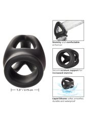 CalExotics Alpha Liquid Silicone Dual Cage & Ring - Black-thumb-3