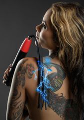 Taboom Bondage Essentials Electro Wand Whip - Black