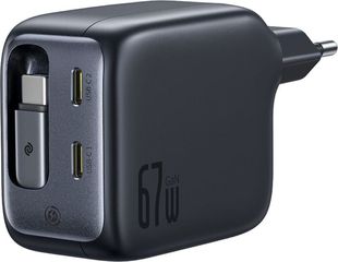 Baseus EnerCore CJ11 Φορτιστής με Ενσωματωμένο Καλώδιο 3C 67W EU, Black