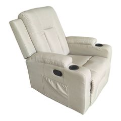 Πολυθρόνα relax με μηχανισμό massage Gessel pakoworld μπεζ ύφασμα 80x90x98εκ