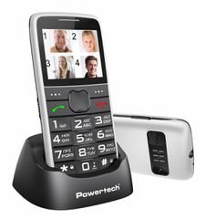 POWERTECH κινητό τηλέφωνο Sentry Eco V2, dual SIM, πλήκτρο SOS, λευκό