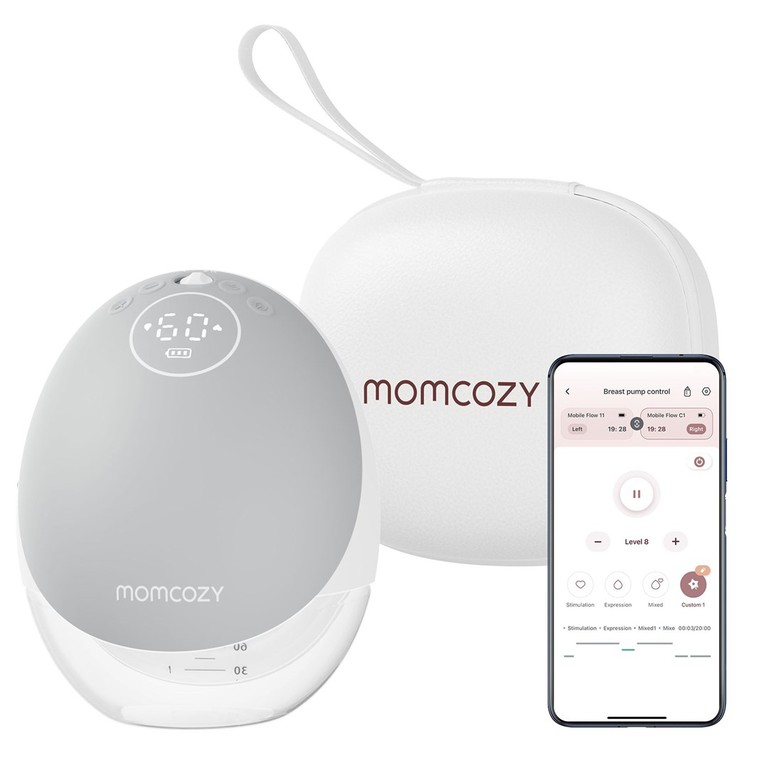 Momcozy M9 Breast pump with app control – Single set Gray