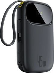BASEUS ENERFILL F31 QPOW3 20000 mAh 22.5 W power bank with digital display and 2 built-in cables USB-C + Lightning, black