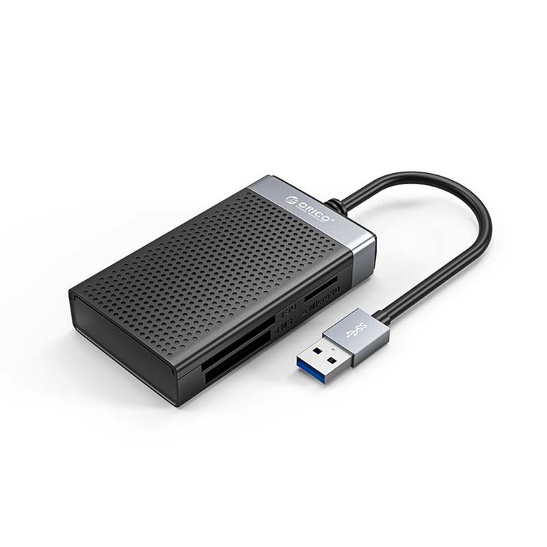 Orico CL4D-A3 USB-A 3.0 SD microSD CF MS 5 Gb/s Memory Card Reader - Black and Silver