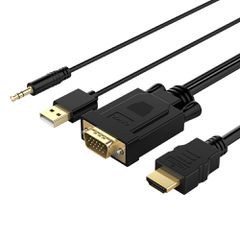 Orico XD-VATH VGA and mini jack 3.5 mm to HDMI Full HD 60 Hz cable with USB power 5 m - black