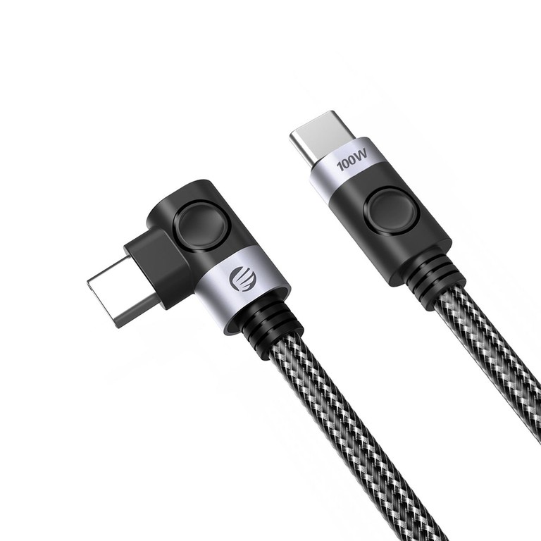 C2C PD100W Laptop Fast Charging Cable (Right Angle) black 0.5m