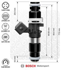 Μπεκ ψεκασμού Bosch injector 1200cc, 65mm (EV14L) μπεκ υψηλής παροχής