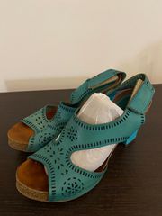 Δερμάτινα πέδιλα Penelope Collection No.38 σε τυρκουάζ χρώμα