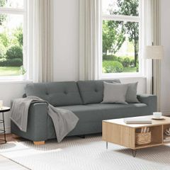 Τριθέσιος Καναπές Σκούρο Γκρι 220x78x80 εκ. Ύφασμα 4105089