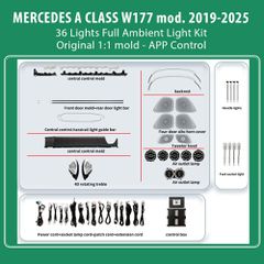 DIQ AMBIENT MERCEDES A BC14M7 (Digital iQ Ambient Light Kit for MERCEDES A CLASS W177 mod. 2019-2025 36 Lights Full Kit)