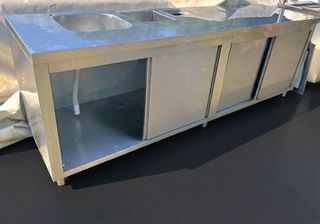 Επαγγελματικός Σταθμός Καφέ INOX (250x70x85 cm) – Πλήρης Πάγκος Barista