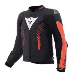 SUPER SPEED 5 LEATHER JACKET DAINESE BLACK/RED-FLUO/WHITE