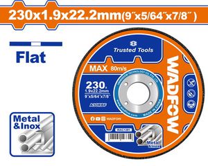 Wadfow WAC1391 Δίσκος Κοπής Μετάλλου/Inox Ισιος 230 Χ 1.9mm