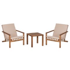 LOUNGE ΣΕΤ ΕΞ.ΧΩΡΟΥ 3ΤΜΧ DAME HM10982 ΞΥΛΟ ΑΚΑΚΙΑΣ--ΣΧΟΙΝΙ STRAP & ΜΑΞΙΛΑΡΙΑ ΣΕ ΜΠΕΖ