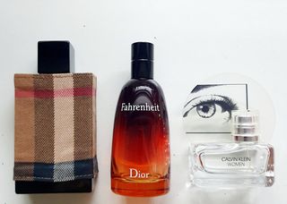 Άδεια μπουκάλια αρωμάτων, Dior-Fahrenheit, Calvin Klein-Woman, Burberry-London