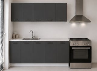 Intrahome Ευθεία Κουζίνα 24 Πλάτος 280 κουτία 49cm / 103cm / 82cm / 50cm Κρεμαστά – Βάσεις μαζί με πάγκο μελαμίνης 3,2cm Intrahome-anthraki231282359101