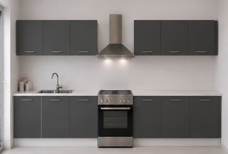 Intrahome Ευθεία Κουζίνα 29 Πλάτος 290 κουτία 40cm / 64cm / 38cm / 38cm / 56cm / 50cm Κρεμαστά – Βάσεις μαζί με πάγκο μελαμίνης 3,2cm Intrahome-anthraki231282359554