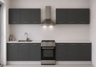 Intrahome Ευθεία Κουζίνα 31 Πλάτος 450 κουτία 64cm / 97cm / 62cm / 39cm / 62cm / 48cm / 84cm Κρεμαστά – Βάσεις μαζί με πάγκο μελαμίνης 3,2cm Intrahome-anthraki231282359841