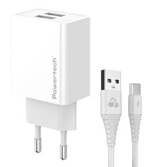 ΦΟΡΤΙΣΤΗΣ ΤΟΙΧΟΥ 2 USB-C ΛΕΥΚΟΣ ΜΑ ΚΑΛΩΔΙΟ ΦΟΡΤΙΣΗΣ TYPE C POWERTECH ΛΕΥΚΟΣ PT-1324
