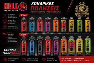 HELL ENERGY DRINK 250ml & 500ml – ΧΟΝΔΡΙΚΗ ΔΙΑΘΕΣΗ.