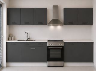 Intrahome Ευθεία Κουζίνα 50 Πλάτος 180 κουτία 37cm / 44cm / 44cm / 64cm Κρεμαστά – Βάσεις μαζί με πάγκο μελαμίνης 3,2cm Intrahome-anthraki231282361741