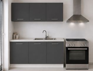 Intrahome Ευθεία Κουζίνα 79 Πλάτος 170 κουτία 49cm / 43cm / 77cm Κρεμαστά – Βάσεις μαζί με πάγκο μελαμίνης 3,2cm Intrahome-anthraki231282364644