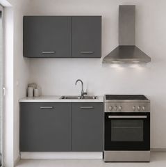 Intrahome Ευθεία Κουζίνα 82 Πλάτος 130 κουτία 83cm / 51cm Κρεμαστά – Βάσεις μαζί με πάγκο μελαμίνης 3,2cm Intrahome-anthraki231282364857