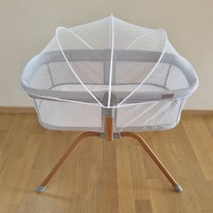 Λίκνο Bebe Stars Chic 2in1 Light Grey με στρώμα και κουνουπιέρα