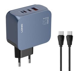 ΦΟΡΤΙΣΤΗΣ ΤΟΙΧΟΥ 4 USB ΜΠΛΕ ΜΕ ΚΑΛΩΔΙΟ ΦΟΡΤΙΣΗΣ TYPE C LDNIO Q7