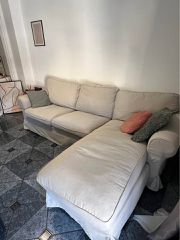 Τριθέσιος γωνιακός καναπές με σεζλονγκ EKTORP μπεζ