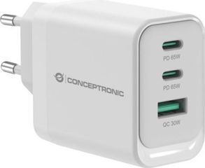 Conceptronic ALTHEA21W65 Φορτιστής Χωρίς Καλώδιο GaN, Θύρα USB-A και 2 Θύρες USB-C 65W Power Delivery / Quick Charge 3
