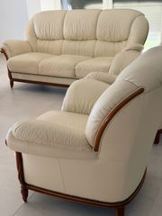 High-Quality Nieri Genuine Leather Sofa Set – 3-Seater, 2 Armchairs & Ottoman