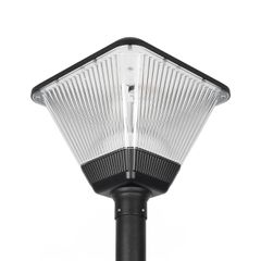 GLOBOSTAR® TOPIS GLB-103-0021 Φωτιστικό Κεφαλής Post Top Πλατείας/Πάρκου/Κήπου LED 50W 4500lm 360° AC 220-240V Αδιάβροχο IP65 Θερμό Λευκό 2700K - Sanan SMD Chip - Μαύρο Ματ - Μ45 x Π45 x Υ40cm - 3 Χρό