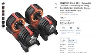 Adjustable dumbbells 24kg-thumb-2