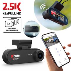 XBLITZ VECTOR 3CH 3-CHANNEL DVR WITH REARVIEW CAMERA, Wi-Fi, AND GPS