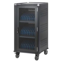 Manhattan Laptop Charging Cabinet Trolley/Cart via USB-C 65W 16" 30-bay, Suitable for USB-C laptops (to 16"), iPads, MacBooks, Chromebooks, other USB-C devices, Bays 395x32.5x290mm, USB-C charging cab