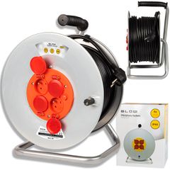 PR-61 extension cord 4-sockets with grounding 50m metal drum 3x2.5mm-thumb-1