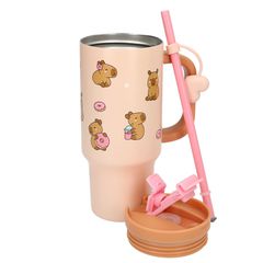 PENFection - To Go Cup with Straw - CAPYBARA - Beige-Brown - 470 ml