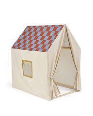 Kids Concept - Play House Tent - Dusty Blue Check - 110x80x124 cm