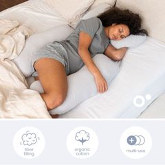 Doomoo - Maxi Pregnancy Pillow - Grey Dots-thumb-2