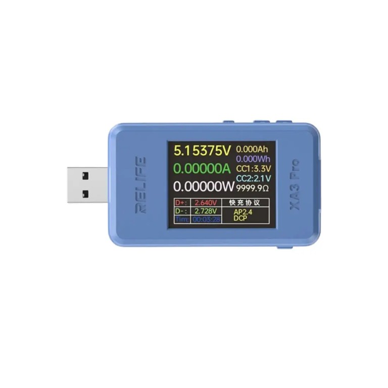 RELIFE XA3 Pro USB Smart Detector - Ψηφιακός Μετρητής Τάσης + Ρεύματος
