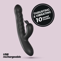Lapin - Thrusting Rabbit Vibrator - Black-thumb-1