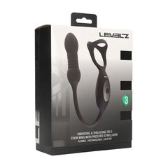 Levelz Δονητικό Δαχτυλίδι Πέους Tri O Σιλικόνης με Διεγέρτη Προστάτη - Μαύρο